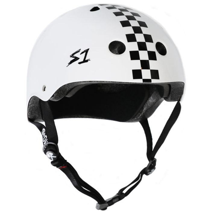 S-ONE Helmet Mega Lifer White With Checkers