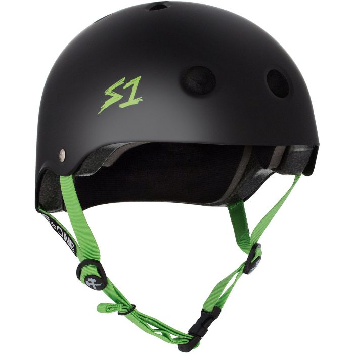 S-ONE Helmet Lifer Black Matte Bright Green Straps